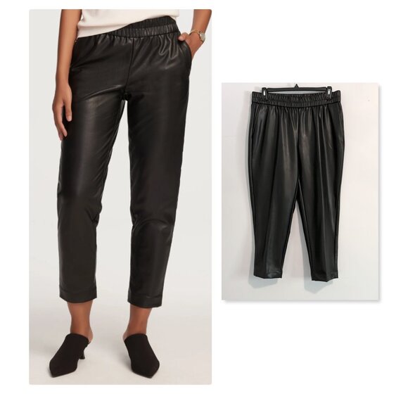 Anne Klein Pull On Cinched Waist Faux Leather Pant Sz L NWT - Picture 3 of 9